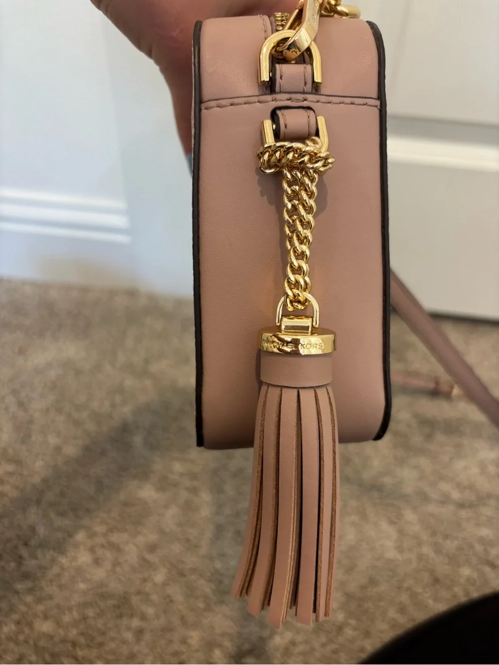 Michael Kors Blush Signature Crossbody with Gold Chain